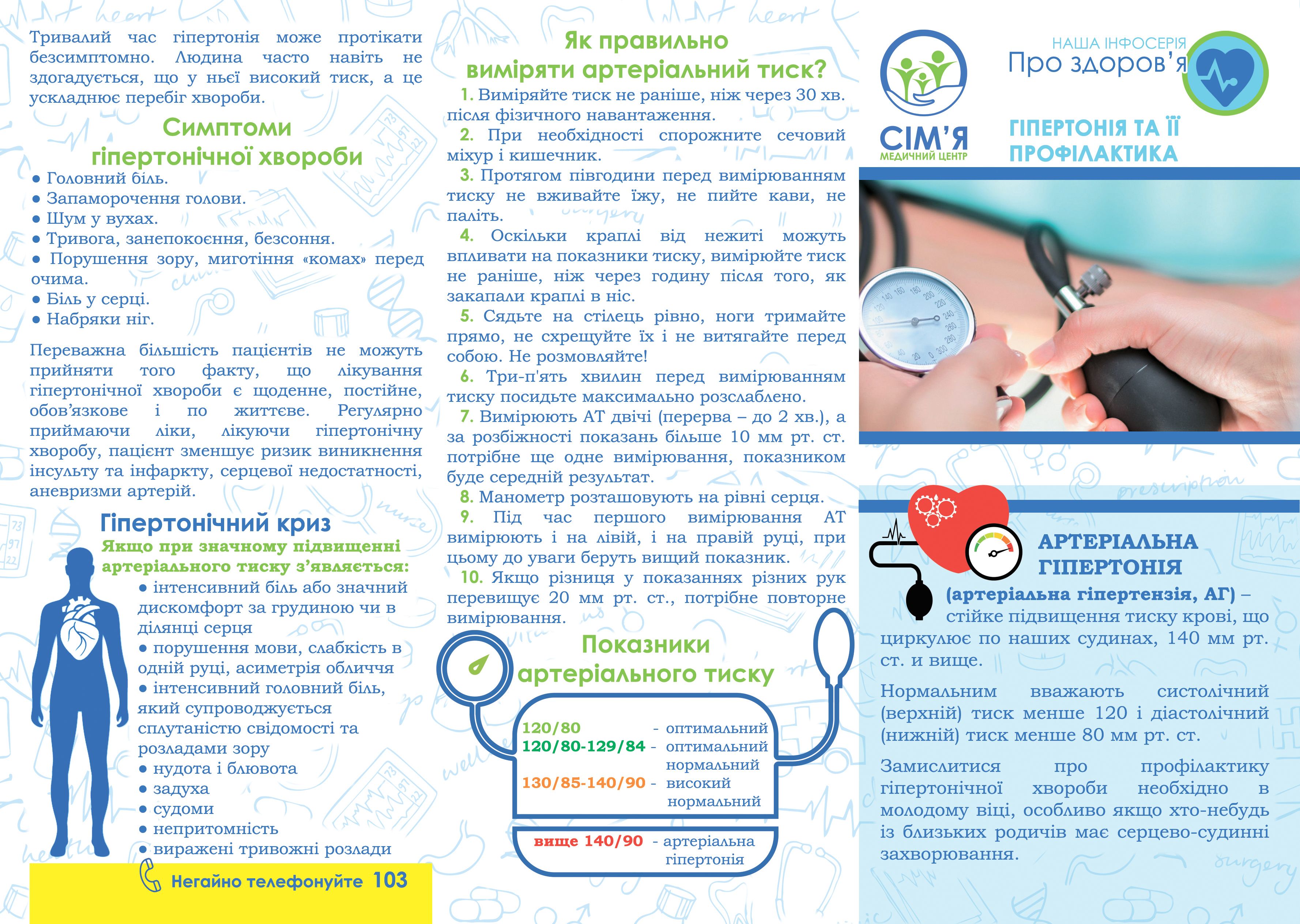 Буклет з інфосерії "Про здоров'я": "Гіпертонія та її профілактика" А